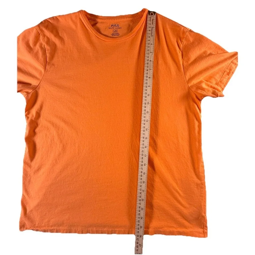 Polo Ralph Lauren T-Shirt‎ Mens Large Crew Neck Short Sleeve Orange Blue Pony